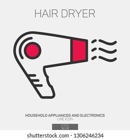 Hair Dryer line icon two colors