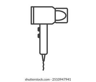 Hair dryer Line Icon vector fashion hairdryer of hairdresser to blow-dry and electric hair-dryer blower illustration. Barber styling appliance. Vector illustration Dyson.