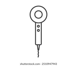 Hair dryer Line Icon vector fashion hairdryer of hairdresser to blow-dry and electric hair-dryer blower illustration. Barber styling appliance. Vector illustration Dyson.