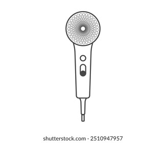 Secador de pelo Line Icon Vector de moda secador de pelo de peluquería para secar y secador de pelo eléctrico ilustración del ventilador. Aparato de peluquería.