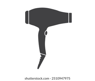 Hair dryer Line Icon vector fashion hairdryer of hairdresser to blow-dry and electric hair-dryer blower illustration. Barber styling appliance. Silhouette hair dryer black color.