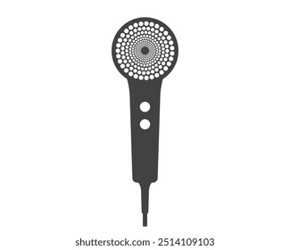 Hair dryer Line Icon vector fashion hairdryer of hairdresser to blow-dry and electric hair-dryer blower illustration. Barber styling appliance. Silhouette hair dryer black color.