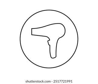 Hair dryer Line Icon vector fashion hairdryer of hairdresser to blow-dry and electric hair-dryer blower illustration. Barber styling appliance.