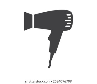 Hair dryer Line Icon vector fashion hairdryer of hairdresser to blow-dry and electric hair-dryer blower illustration. Barber styling appliance. Silhouette hair dryer black color.