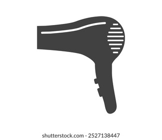 Hair dryer Line Icon vector fashion hairdryer of hairdresser to blow-dry and electric hair-dryer blower illustration. Barber styling appliance. Silhouette hair dryer black color.