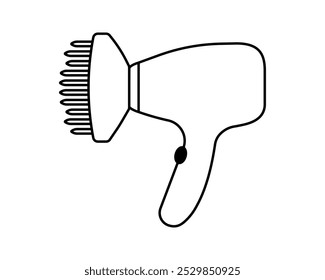 Hair dryer Line Icon vector fashion hairdryer of hairdresser to blow-dry and electric hair-dryer blower illustration. Barber styling appliance.