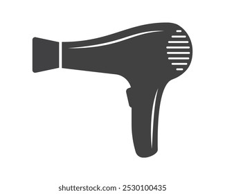 Hair dryer Line Icon vector fashion hairdryer of hairdresser to blow-dry and electric hair-dryer blower illustration. Barber styling appliance. Silhouette hair dryer black color.