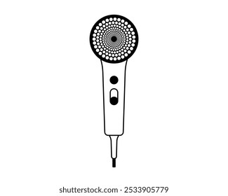 Hair dryer Line Icon vector fashion hairdryer of hairdresser to blow-dry and electric hair-dryer blower illustration. Barber styling appliance.