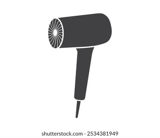 Hair dryer Line Icon vector fashion hairdryer of hairdresser to blow-dry and electric hair-dryer blower illustration. Barber styling appliance. Silhouette hair dryer black color.