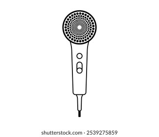 Hair dryer Line Icon vector fashion hairdryer of hairdresser to blow-dry and electric hair-dryer blower illustration. Barber styling appliance.