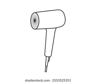 Hair dryer Line Icon vector fashion hairdryer of hairdresser to blow-dry and electric hair-dryer blower illustration. Barber styling appliance.