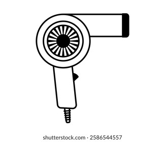 Hair dryer Line Icon vector fashion hairdryer of hairdresser to blow-dry and electric hair-dryer blower illustration. Barber styling appliance.