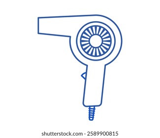 Hair dryer Line Icon vector fashion hairdryer of hairdresser to blow-dry and electric hair-dryer blower illustration. Barber styling appliance.