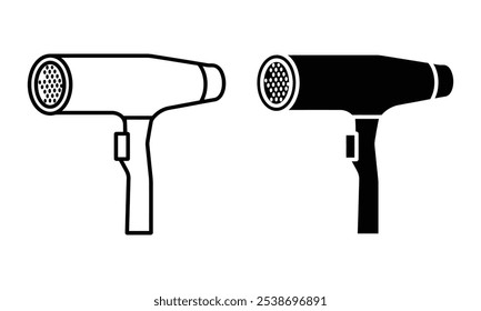 Hair dryer linear icon set. Hair dryer outline, silhouette, vector isolated on white background.