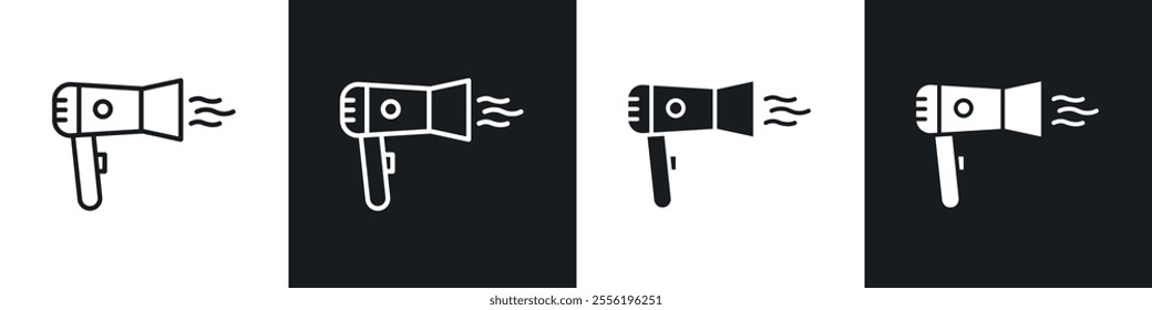 Hair dryer linear icon set for app, and web design.