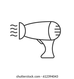 Hair dryer linear icon. Thin line illustration. Blowdryer contour symbol. Vector isolated outline drawing