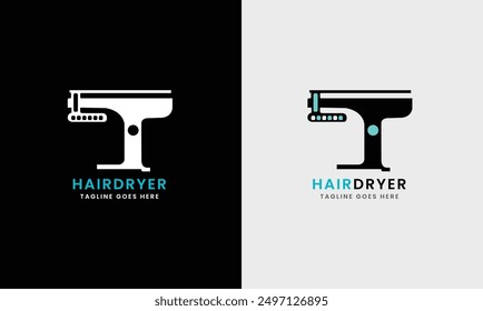 Hair dryer machine, ladies fashion beauty hair style, salon logo icon sample flat minimalist tool