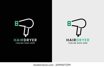 Hair dryer machine, ladies fashion beauty hair style, salon logo icon sample flat minimalist tool