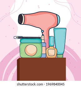 Hair dryer with make up creams