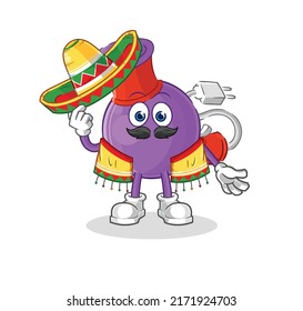 hair dryer Mexican culture and flag. cartoon mascot vector