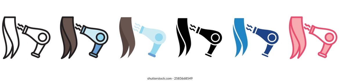 Hair Dryer multi-style color icon, mini or small illustration, use for UI, UX, app and web development, digital or print. for health, beauty, personal care, body treatment.