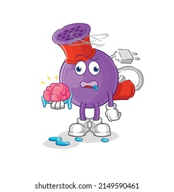 hair dryer no brain vector. cartoon character