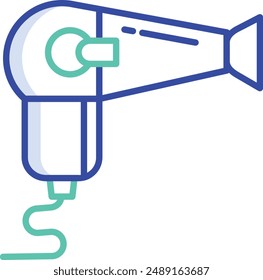 Hair dryer outline color vector illustration