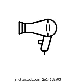 Hair dryer outline icon isolated on white background. 