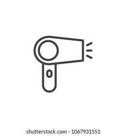 Hair dryer outline icon. linear style sign for mobile concept and web design. Hairdressing tools simple line vector icon. Symbol, logo illustration. Pixel perfect vector graphics