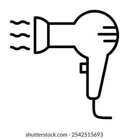 Hair Dryer Outline Icon in Solid Black Color