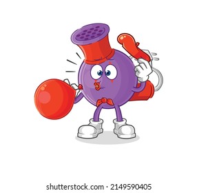 hair dryer pantomime blowing balloon. cartoon mascot vector