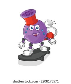 hair dryer riding skateboard cartoon character vector