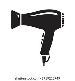 Secador de pelo herramienta de salón sólido icono de Vector negro aislado fondo blanco Belleza Estilo de soplado equipo símbolo Diseño gráfico ilustración