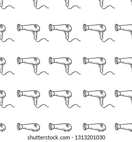 hair dryer seamless pattern isolated on white background