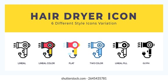 Secador de cabelo conjunto de ícones simples ótimo para web. app. apresentação e muito mais.