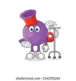 hair dryer sick in IV illustration. character vector