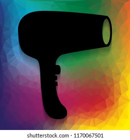 Hair Dryer sign. Vector. Flat style black icon on white.