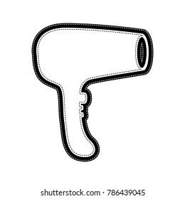 Hair Dryer sign. Vector. Flat style black icon on white.