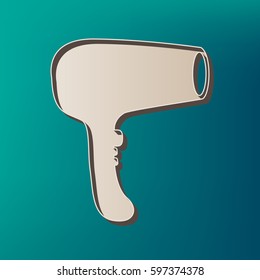 Hair Dryer sign. Vector. Icon printed at 3d on sea color background.