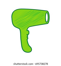 Hair Dryer sign. Vector. Lemon scribble icon on white background. Isolated