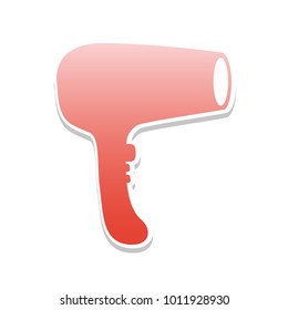 Hair Dryer sign. Vector. Reddish icon with white and gray shadow on white background. Isolated.