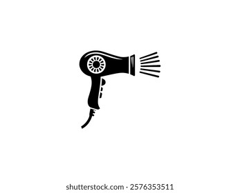 Hair Dryer Silhouette,  Classic Beauty Salon Tool for Haircare Branding