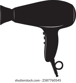 Hair Dryer Silhouette Vector Illustration, Isolated on White