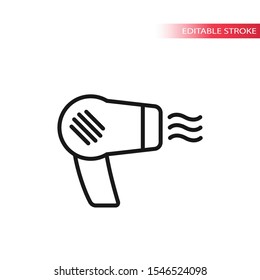 Hair dryer simple thin line vector icon. Hair dryer symbol, editable outline.