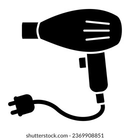 Hair dryer solid icon. Blow dryer symbol, glyph style pictogram on white background. Home appliances for bathroom sign for mobile concept and web design. Vector graphics