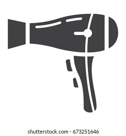 Hair dryer solid icon, household and appliance, vector graphics, a glyph pattern on a white background, eps 10.