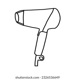 Hair dryer, straightener and triple curling iron on light grey background, flat lay