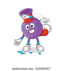 hair dryer stretching character. cartoon mascot vector