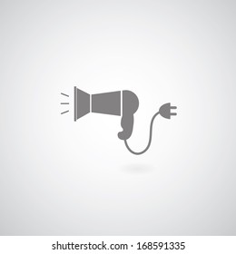 Hair dryer symbol on white background 