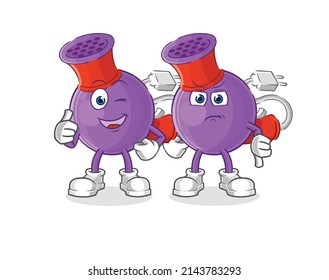 hair dryer thumbs up and thumbs down. cartoon mascot vector